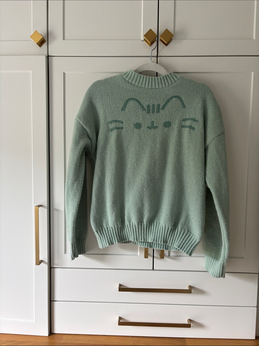 Pusheen Mint Green Cat Face Sweater - Women's Pullover